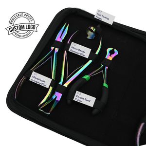 Kit d'outils professionnels pour extensions capillaires : Pince à micro-anneaux, Pince à bandes adhésives, Coupe-keratine, Ciseaux à boucles, Pince à doigts - Product Image 3