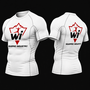 Warpro Industry Men's Short Sleeve Rash Guard <b>Compression</b> <b>Shirt</b> Quick Dry Printed Sport Top White - Product Image 6