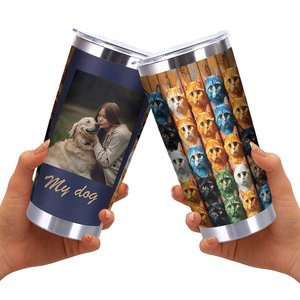 Stainless Steel Tumbler 20oz Double Wall Insulated Travel Mug With Cat Pattern Design For <b>Coffee</b> Tea - Product Image 2