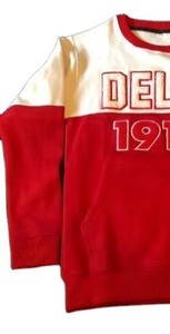 Sweat-shirt d'hiver à col rond pour homme en molleton 100% coton, avec broderies chenille Rouge Blanc Delta /sigma/theta 1913, pour sororité - Product Image 4