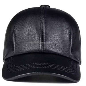 Casquettes de baseball en cuir de chèvre noir de haute qualité - Product Image 1