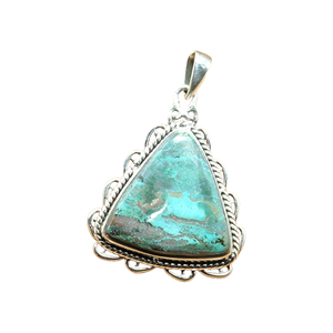 Collier pendentif en chrysocolle de qualité supérieure, grande taille, en argent sterling 925, bijou en chrysocolle, cadeau pour femme - Product Image 1