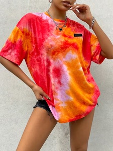 Camiseta Holgada de Manga Corta con Estampado Tie-Dye Elegante para Mujer, Marca Personalizada - Product Image 2