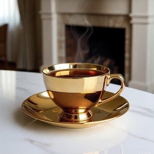 Vintage Style Hammered <b>Copper</b> Tea Coffee <b>Cup</b> with Saucer Handmade Golden Mug for Restaurants and Home Decoration - Product Image 1