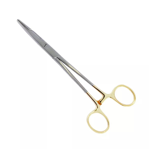 Pinzas quirúrgicas curvas de acero inoxidable con trinquete, hemostato médico reutilizable para manipulación precisa de tejidos - Product Image 3