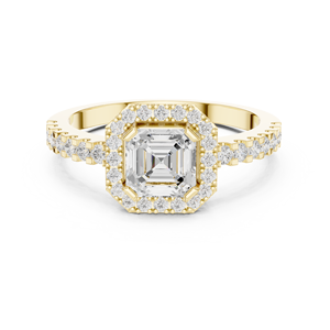 Anillos de Diamantes con Corte Asscher de Oro Amarillo de 14k, Diseño Elegante, Diamantes Cultivados en Laboratorio, con Certificación GRA, de los Mejores Mayoristas - Product Image 1