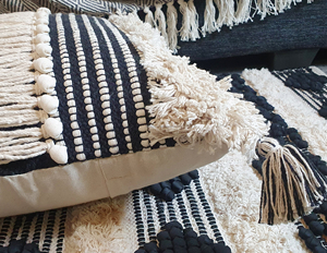 18 x 18 Inches Boho Tassel Cotton Cushion <b>Cover</b> – Decorative Square <b>Throw</b> Pillow for Sofa, <b>Bed</b> & Home Decor - Product Image 4