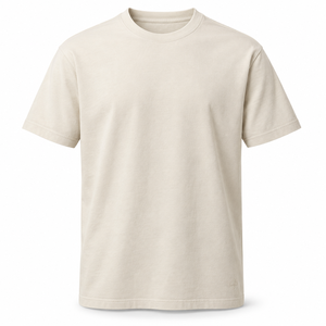 Camiseta de Algodón Grueso Color Crudo 260gsm, Cuello Redondo, Manga Corta, Estilo Minimalista Básico para Hombre, Venta al Por Mayor - Product Image 1
