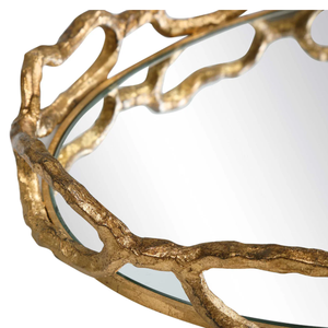 Bandeja decorativa de acabado moderno Bandeja de espejo y metal de Navidad con borde dorado para servir Hoteles Bandeja decorativa de exportador indio - Product Image 4