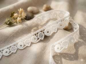 Wholesale Factory Premium White Polyester Scalloped <b>Lace</b> Trim - Geometric Medallion Crochet-Style Border for Saree, Dresses - Product Image 2