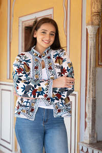 Chaqueta bordada con motivos florales Suzani para mujer, de manga larga, hecha a mano, estilo étnico bohemio, para uso casual y boutique. - Product Image 1