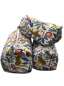 Professional Tiger Print Quilted Cosmetic Bag | White Cotton Handmade Makeup Pouch with Waterproof Lining | Travel Masterpiece - Product Image 5