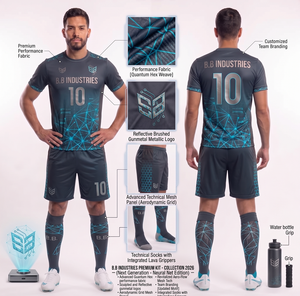 Ensemble de maillots de football personnalisés sublimés, maillot de foot en maille technique respirante avec zones en maille, tenue de match pour équipes sportives, kit OEM - Product Image 5