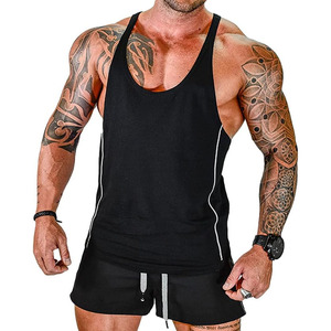 Men's <b>Black</b> Solid Color Sporty Tank Top Quick Dry <b>Knitted</b> O-Neck Sleeveless Workout <b>Vest</b> - Product Image 3