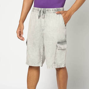 Shorts en jean pour homme en coton lavé, coupe droite, durables, pour usage quotidien, style décontracté - Product Image 1