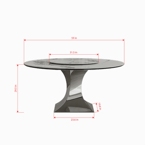 Moderno lusso 59 \ "Set tavolo da pranzo in pietra sinterizzata acciaio inox nero titanio clessidra Base 6 sedie imbottite grigie graffio - Product Image 6