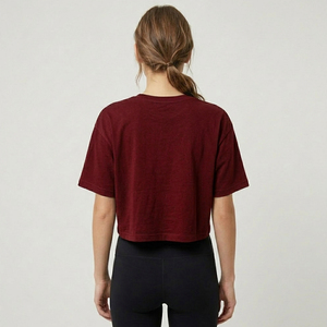 Custom Logo Women Crop <b>Top</b> T-Shirt Short Sleeve Boxy Fit Jersey Cotton Streetwear Wholesale Summer Casual <b>Cropped</b> OEM - Product Image 2