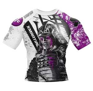 เสื้อรัดกล้ามเนื้อ MMA พิมพ์ลายแบบซับลิเมชั่นสำหรับผู้ชาย / เสื้อรัดกล้ามเนื้อแขนยาวสำหรับผู้ชายแบบมีแผงข้างสำหรับ Bjj - Product Image 4