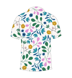 Camisa Polo Personalizada para Hombre con Estampado Floral Blanco, Manga Corta, Informal, de Verano, para Golf - Product Image 5