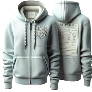 Sudaderas con capucha de lana con cremallera frontal 100% hilo de algodón teñido de alta calidad peso pesado colores sólidos manga larga Zip Up sudaderas con capucha - Product Image 2