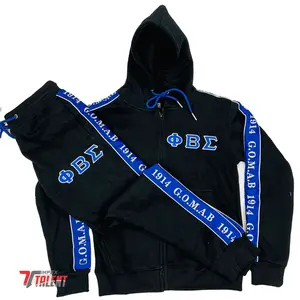 Nero Phi Beta Sigma giacca tuta affusolato abbigliamento greco per gli uomini di qualità Premium, tutte le taglie ideale per abbigliamento Sigma Casual