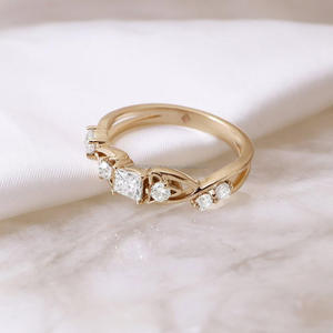 IGI/GIA Lab Grown Cut Diamond Vintage 14K Anillo de boda/compromiso amarillo Unisex Oro blanco fino para fiesta de aniversario-Worthy - Product Image 3