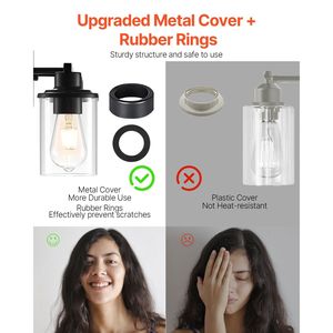 Lampada da Parete Moderna a 3 Luci per Bagno con Paralume in Vetro Trasparente E26, Applique Moderna per Specchio da Bagno - Product Image 4