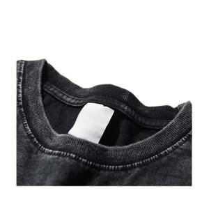 เสื้อยืดผู้ชายทรงปกติ สไตล์เรโทร ผ้าฝ้ายถัก 100% ซักแล้ว ให้ความรู้สึกแบบดิสเทรส น้ำหนัก 230 กรัม เป็นมิตรต่อสิ่งแวดล้อม สตรีทแวร์ สีดำ สั่งซื้อขั้นต่ำน้อย - Product Image 3