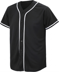 Camiseta de béisbol negra personalizada para hombre, con botones, deportiva, transpirable, de poliéster, para equipo, atlética, servicio mayorista OEM. - Product Image 1