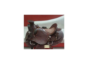 Silla de montar western DD de cuero marrón con diseño floral tallado a mano, asiento de gamuza con estampado plateado y juego de arreos, 10-18 pulgadas - Product Image 2