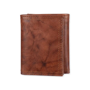 ELEGANT CORPORATION Men's Genuine Leather Trifold <b>Wallet</b> Vintage Style Multi-Card <b>Holder</b> Short Fold Closure Daily Use Brown - Product Image 2