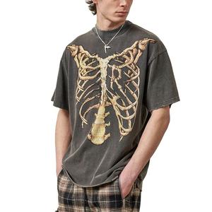 Camiseta Personalizada para Hombre, Estilo Vintage, con Estampado de Calavera, Lavado Ácido - Product Image 2