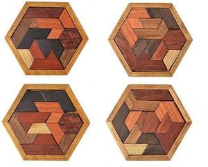 Juego de Rompecabezas Hexagonal de Madera Tangram, Suministro de Fábrica |   Juguete de Madera Hecho a Mano de Buena Calidad - Product Image 2