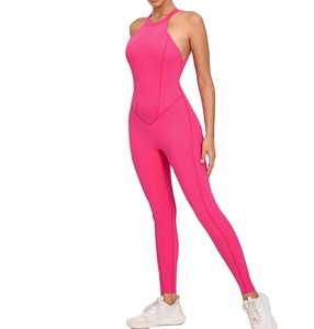 Mono de yoga de secado rápido para mujer con logo OEM personalizado, novedad de primavera, efecto levantacola, ideal para gimnasio y deportes, mono de punto para gimnasio. - Product Image 2
