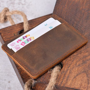 Porte-cartes en cuir de vache/mouton personnalisé en gros, design minimaliste pour hommes, porte-cartes mince en cuir véritable - Product Image 2