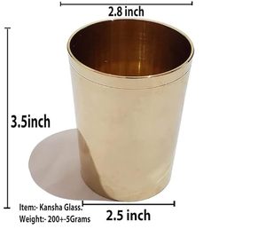 Handmade Bronze Kansa Glass Traditional Ayurvedic Drinking Tumbler for Water Home Use - Product Image 5