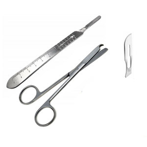 กรรไกรเย็บแผลผ่าตัดแบบมืออาชีพ ขนาด 4.5 นิ้ว พร้อมด้ามจับแบบมีดผ่าตัด # ใบมีดผ่าตัดปลอดเชื้อ 4 10 ชิ้น สแตนเลสสตีล MOL - Product Image 2