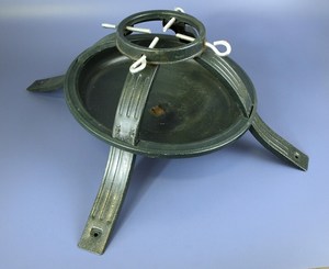 Vintage Large Pressed Metal Christmas <b>Tree</b> Stand with Green Finish - 8" tall x 26" across - Product Image 3