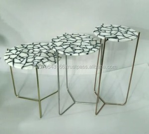 Modern Round <b>Nesting</b> Side <b>Tables</b> with Faux Marble Top and Metal Legs Contemporary Living Room Furniture Decorative Accent <b>Table</b> - Product Image 6