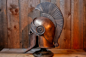 Casque de guerrier spartiate grec en métal, style corinthien antique, réplique historique, objet décoratif de collection pour la maison avec support - Product Image 5