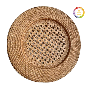 Platos Redondos de Ratán Natural Ecológicos, Pintados a Mano, Personalizables, para Venta al Por Mayor - Product Image 1