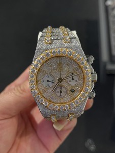 Reloj Mecánico Iced Moissanite con Esfera de Acero Inoxidable, Cristal de Zafiro Analógico, Cronógrafo de Lujo, Unisex, con Cierre de Pulsera Personalizado - Product Image 1