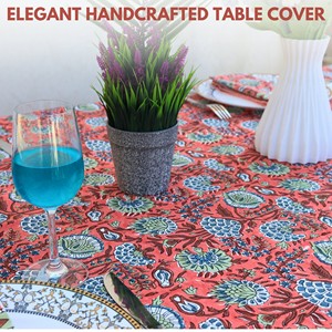 Nappe personnalisée imprimée au bloc, vente en gros, nappe à fleurs, nappe de fête, nappes en coton imprimées - Product Image 5