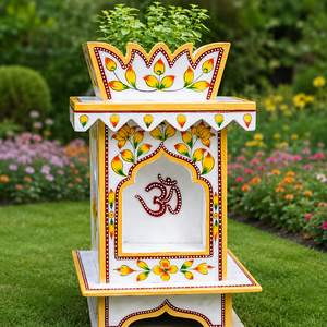 Premium Handcrafted Marble <b>Rectangle</b> Tulsi Pot Stand for Home Temple Garden Balcony Decorative Sacred Tulsi <b>Planter</b> Carved - Product Image 1