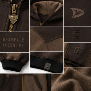 เสื้อสเวตเชิ้ตมีฮู้ดผู้ชายทรงโอเวอร์ไซส์ แบรนด์ Dravelle Industry ดีไซน์แบบ Patchwork สวมใส่สบายๆ สำหรับฤดูใบไม้ร่วง กันน้ำ กันลม - Product Image 6