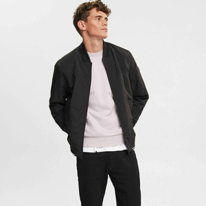 Men's Black Varsity Jacket Windproof <b>Covered</b> <b>Button</b> Closure O-Neck Collar Casual Style High Street Thick Winter Wear - Product Image 2