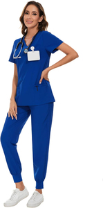 Conjuntos de Uniformes Médicos Unisex Transpirables de Poliéster/Algodón Diseñados para Comodidad y Flexibilidad, Corte Holgado, Parte Superior y Pantalones - Product Image 3
