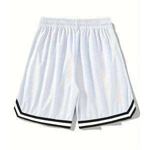 New Arrival Men's Solid Mesh Breathable Quick Dry Double <b>Layer</b> Gym Workout Shorts with Pocket and Elastic Waist White - Product Image 1