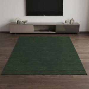 Luxury Solid Dark Green Hand Knotted Wool Area Rug Classic Floral Pattern Textured Design Living Room <b>Bedroom</b> - Product Image 2
