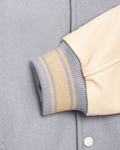 Veste universitaire en laine pour homme, style streetwear, manches en cuir de vache véritable, broderie personnalisée, patch en chenille, style hiver, grandes tailles - Product Image 4